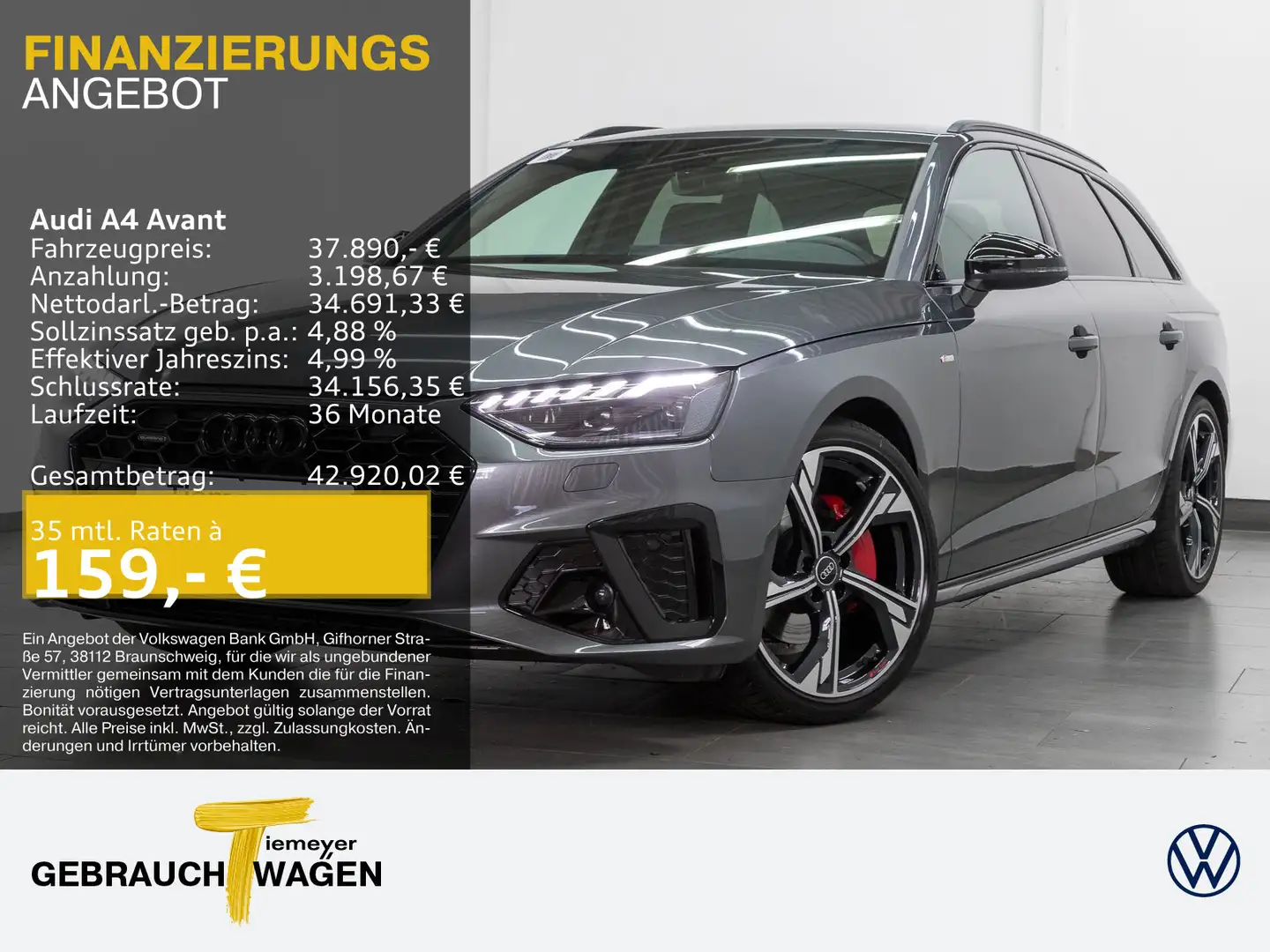 Audi A4 40 TFSI Q 2x S LINE LM19 AHK LED-MATRIX Grau - 1