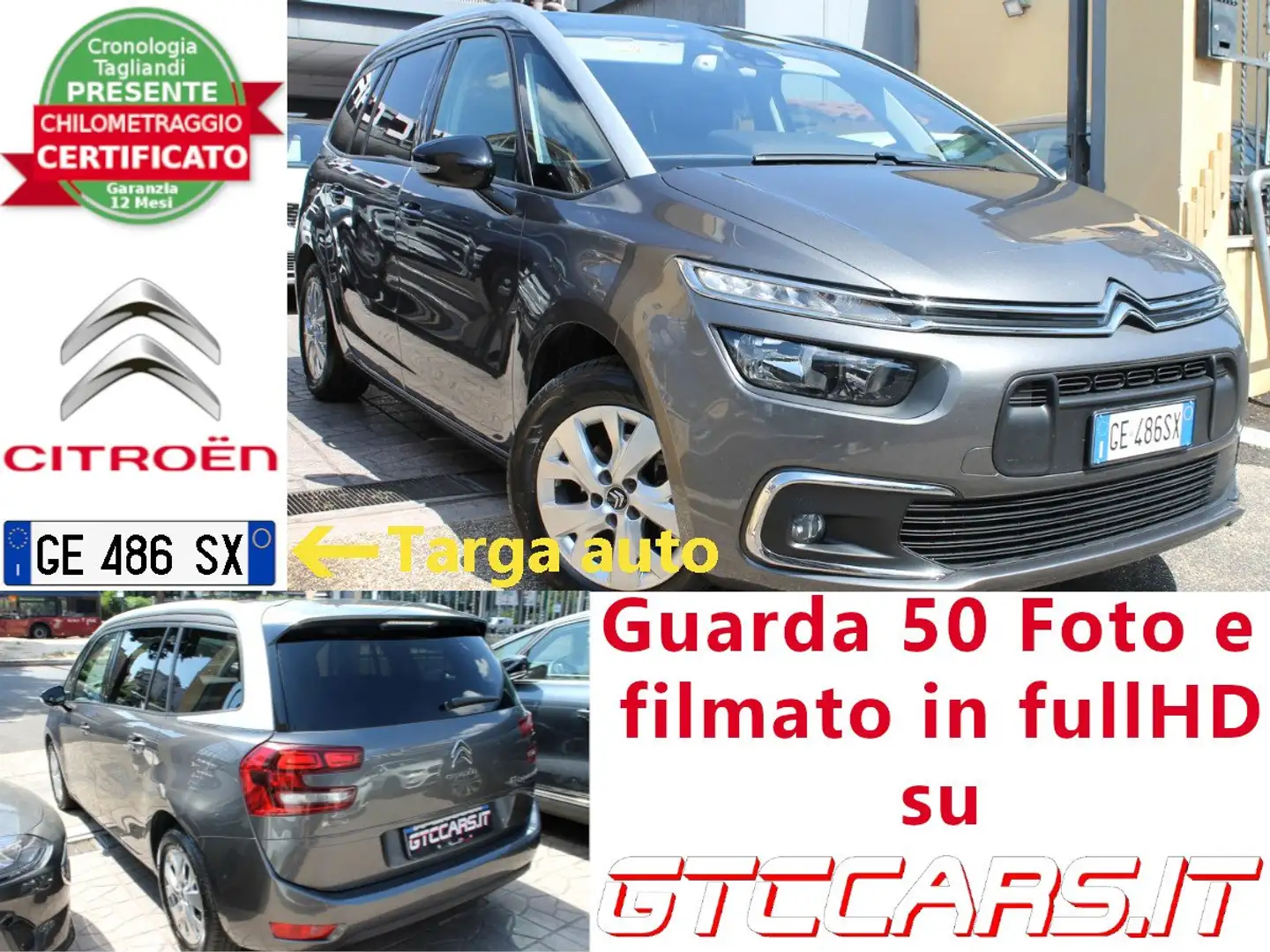 Citroen Grand C4 SpaceTourer 1.5hdi 130 EAT8 Retrocamera UNIPRO IVA DEDUCIBILE Grigio - 1