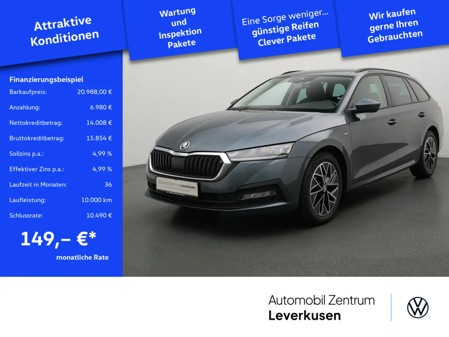 Skoda Octavia Combi TDI DPF Clever ACC AHK NAVI SHZ Grau - 1