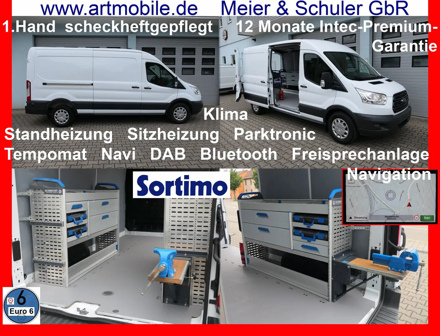 Ford Transit FT 350 L3 H2 SORTIMO Navi Standheizung Garantie* Wit - 1
