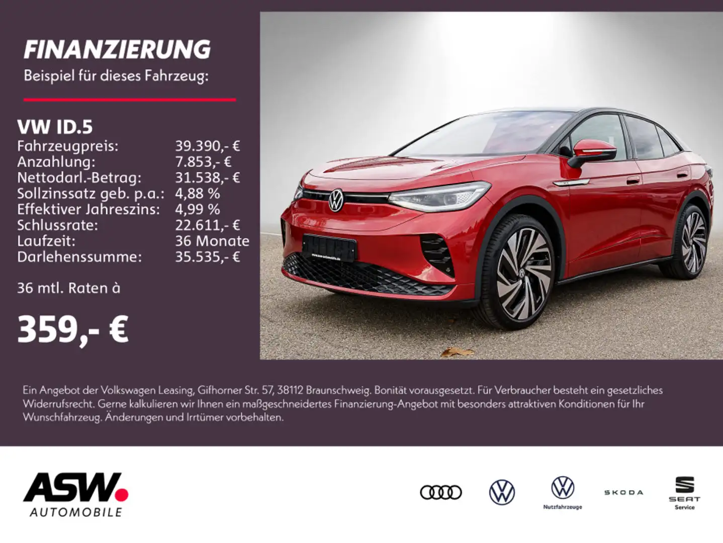 Volkswagen ID.5 GTX Automatik Navi LED PANO Wärmepumpe AHK Rot - 1