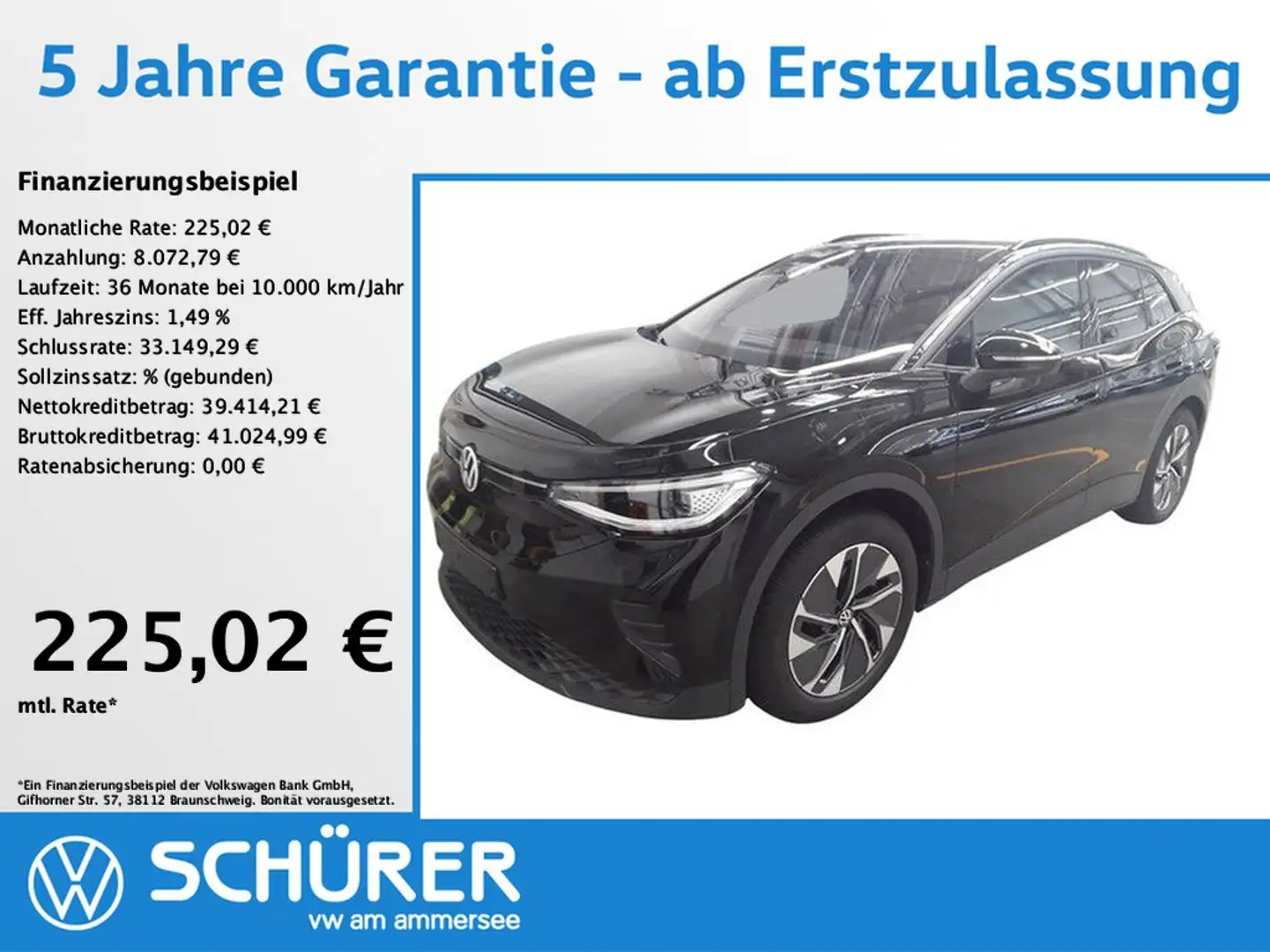 Volkswagen ID.4 Pro 4Motion Wärmepump AHK DCC Pano HKardon 360°... Schwarz - 1