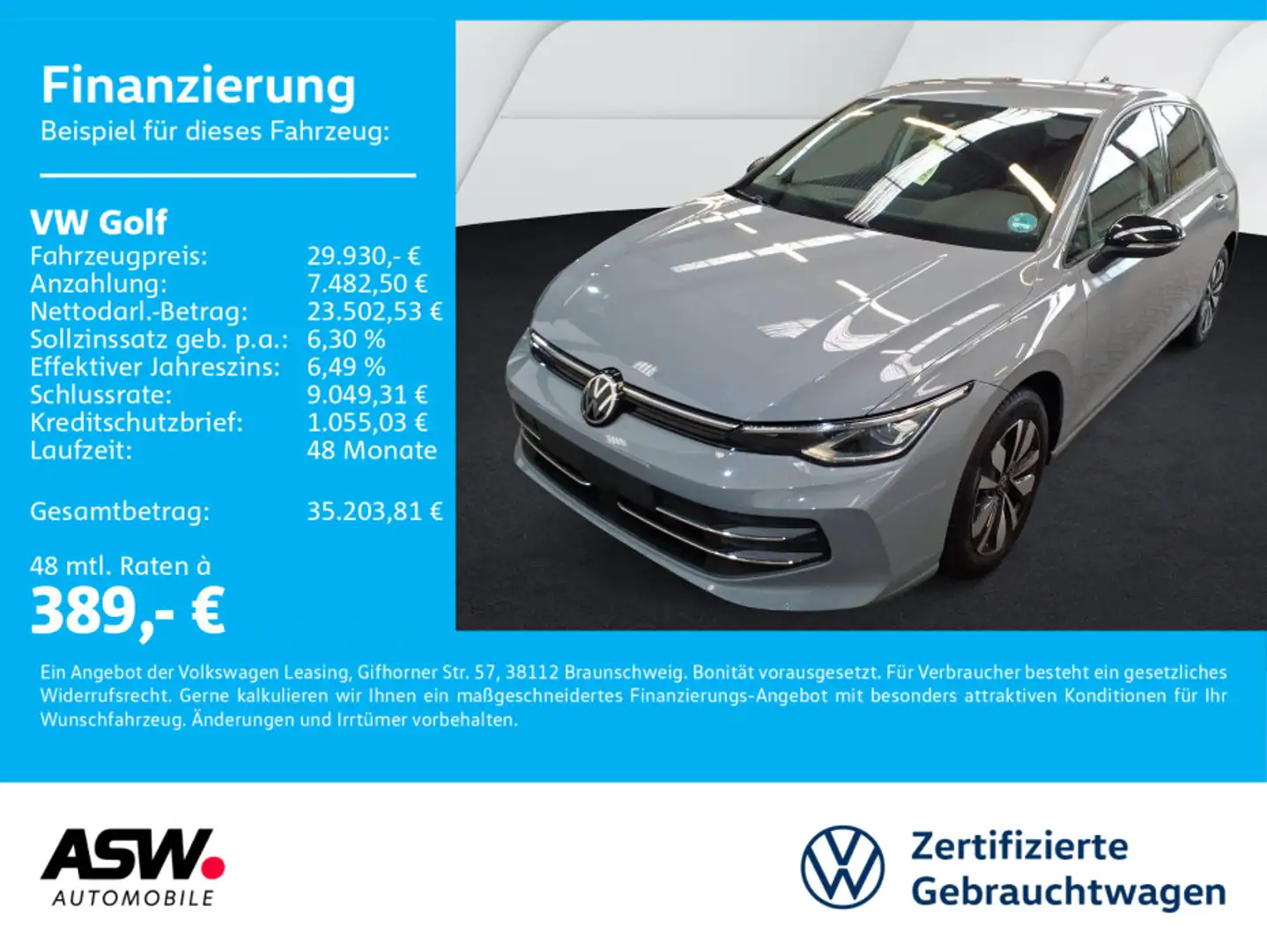Volkswagen Golf Goal 2.0 TDI DSG LED Navi RFK ACC SHz AHK Grau - 1