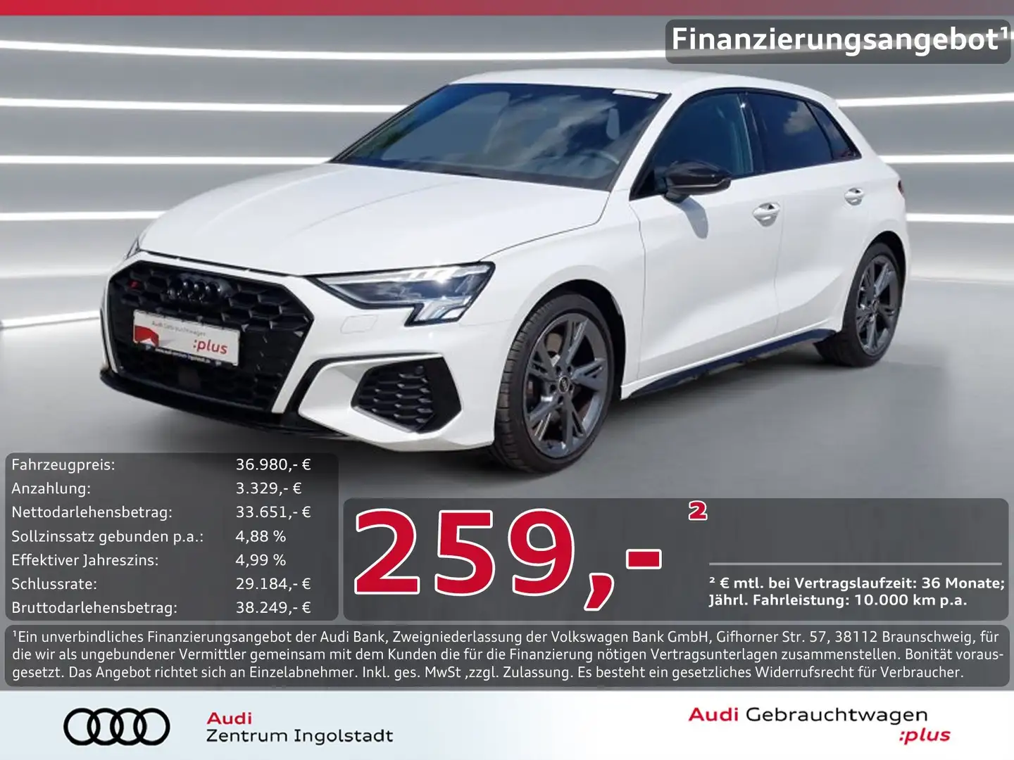 Audi S3 Sportback TFSI NAVI Optikpaket-Schwarz+ GRA Weiß - 1
