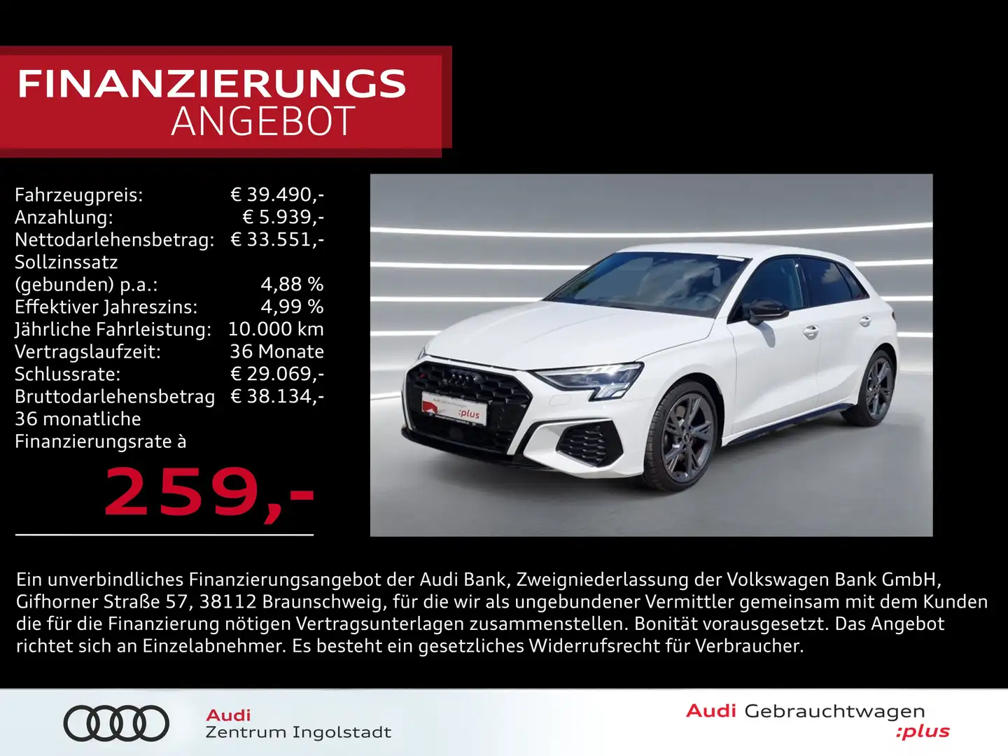 Audi S3 Sportback TFSI NAVI Optikpaket-Schwarz+ GRA Weiß - 1