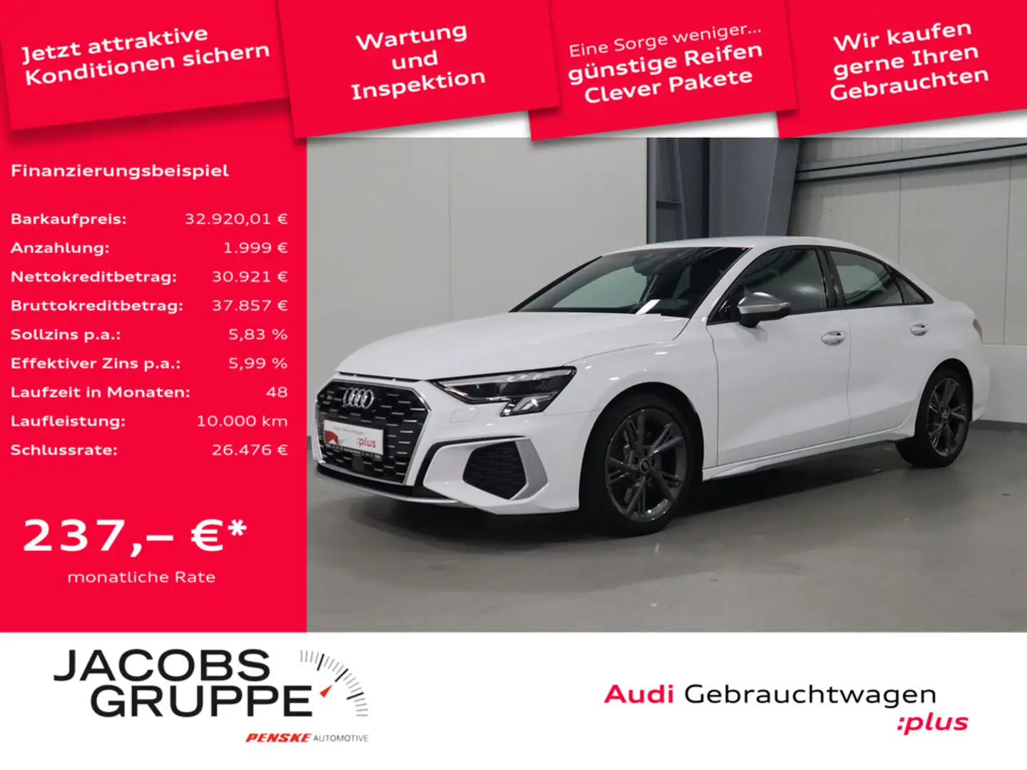 Audi S3 Limousine 2.0 TFSI quattro LED*PDC * Blanc - 1