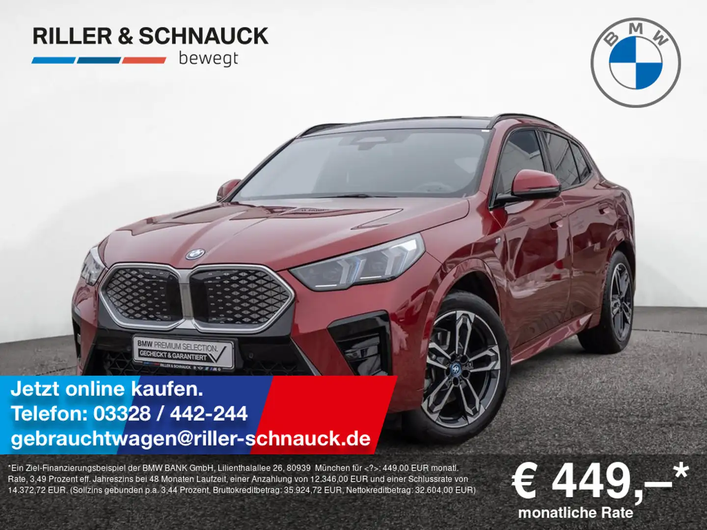 BMW iX2 xDrive 30 M-Sport 360°+PANO+HUD+AHK+NAVI+ Roşu - 1