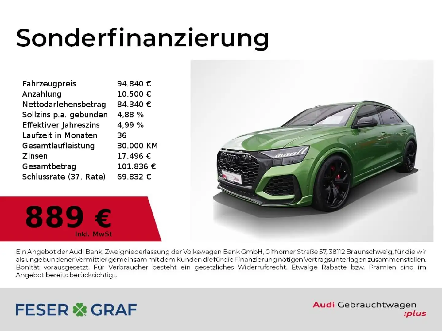 Audi RS Q8 Keramik,Pano,HUD,Sitzbel,AHK,Dynamik+,23" Vert - 1