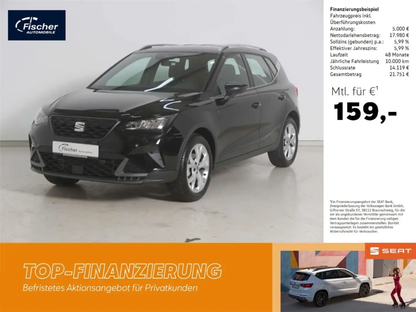 SEAT Arona 1.5 TSI FR Schwarz - 1
