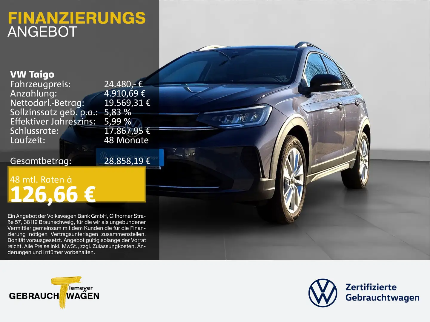 Volkswagen Taigo 1.0 TSI DSG GOAL LM17 SITZHZG ACC PDC Grau - 1