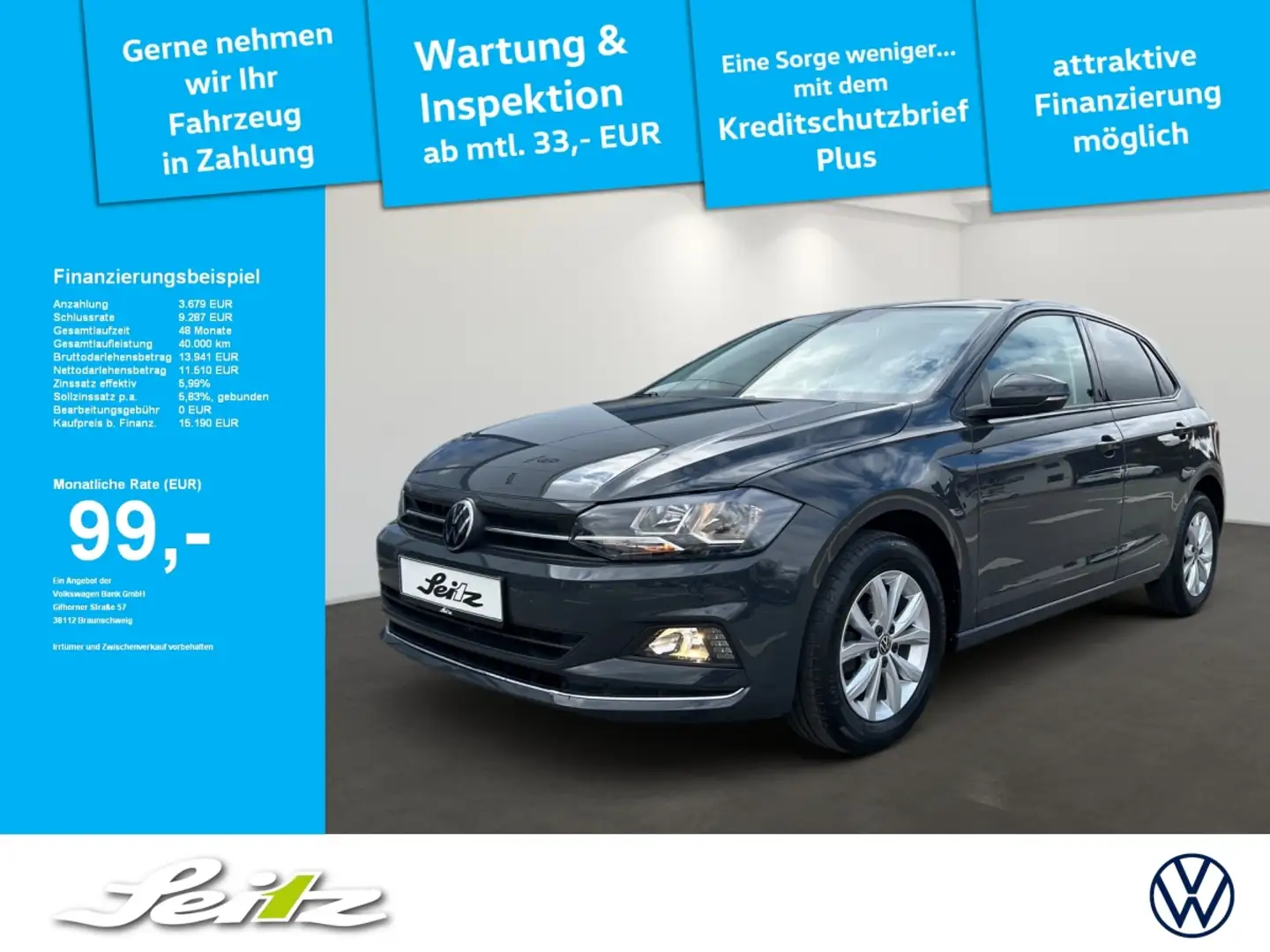Volkswagen Polo VI 1.0 TSI Highline *NAVI*PARKSENSOR*SITZH* Gris - 1