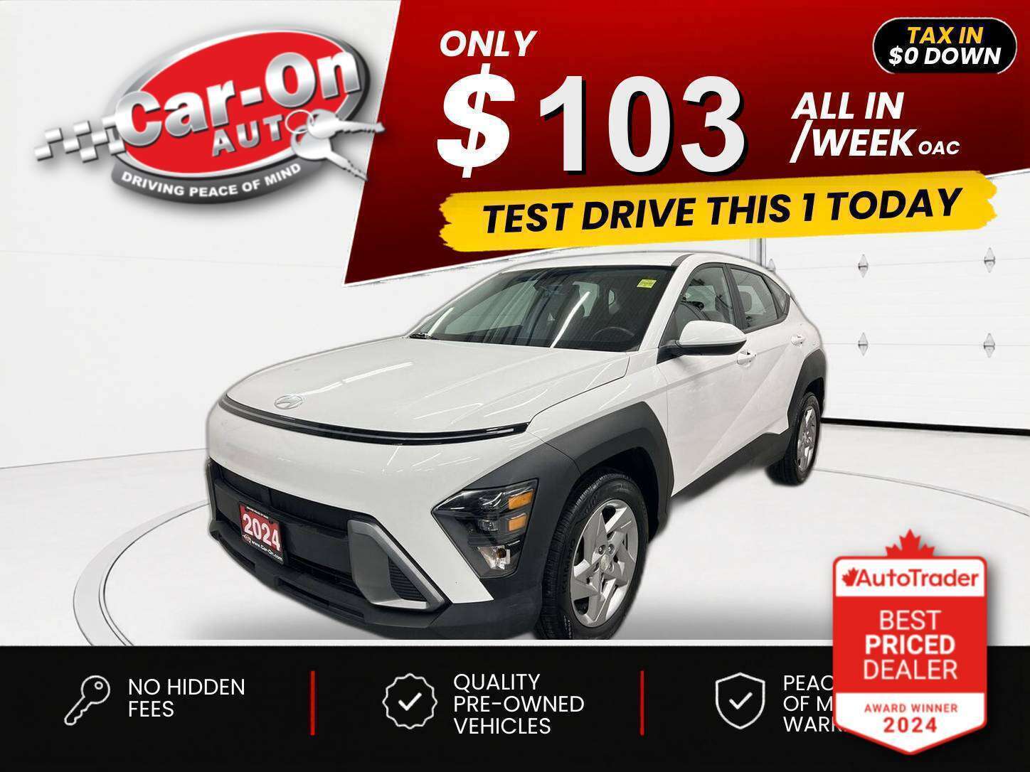 White 2024 Hyundai Kona Automatic