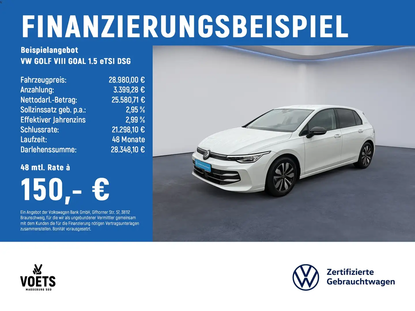 Volkswagen Golf VIII GOAL 1.5 eTSI DSG IQ-LIGHT+NAVI+AHK Weiß - 2