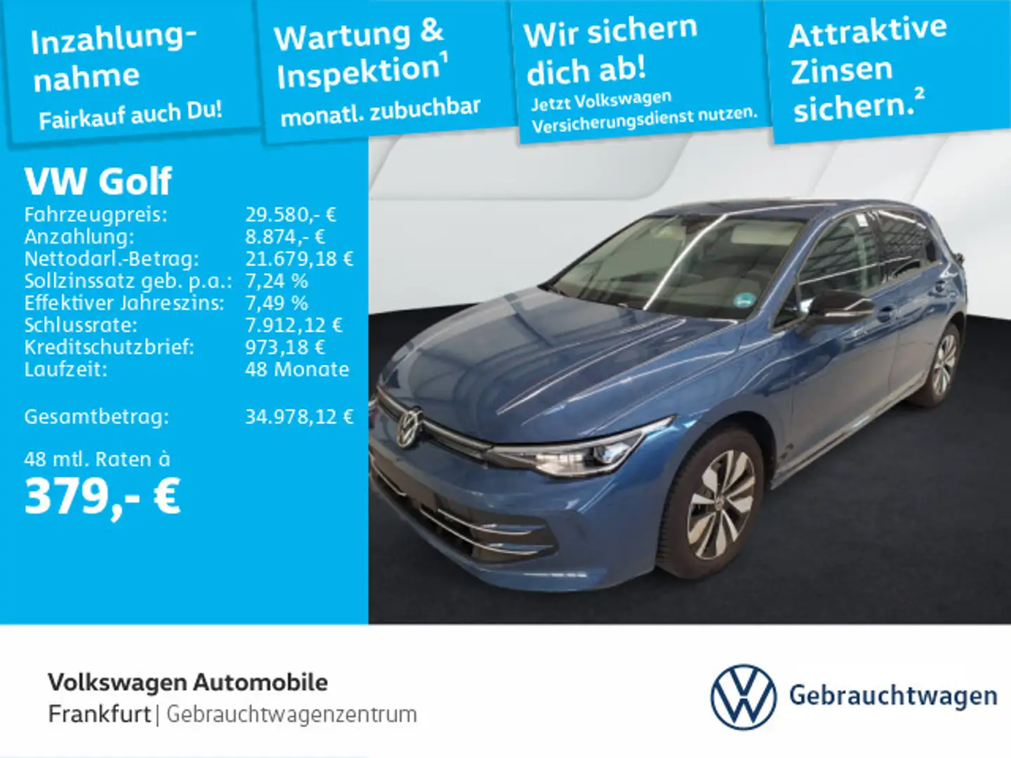 Volkswagen Golf VIII 2.0 TDI DSG Goal Navi LEDPlus FrontAss Blau - 1