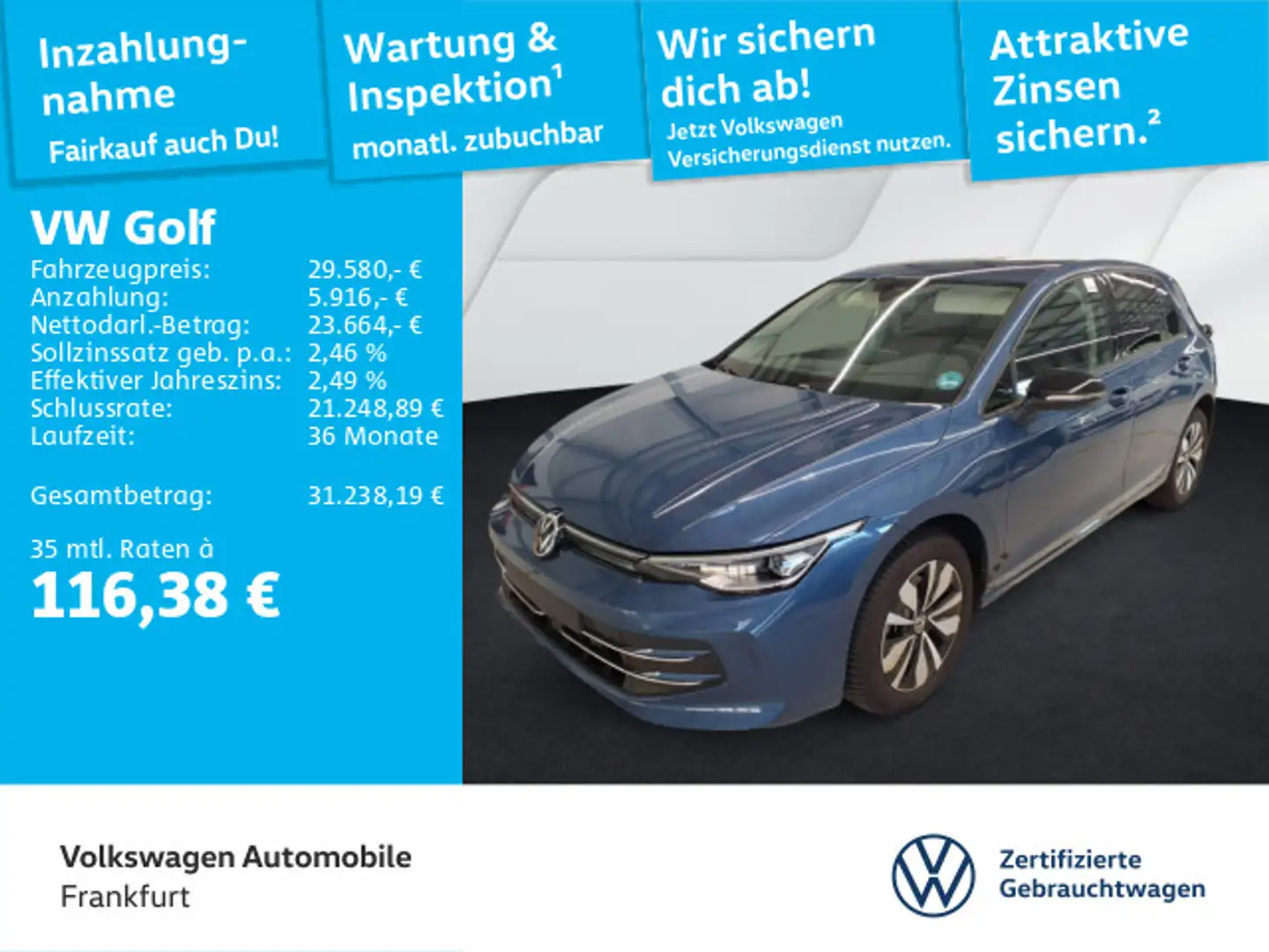 Volkswagen Golf VIII 2.0 TDI DSG Goal Navi LEDPlus FrontAss Blau - 1