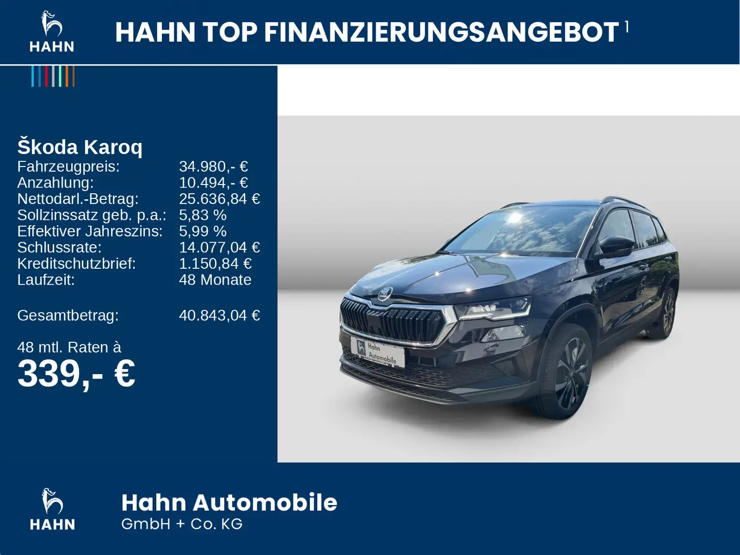 Skoda Karoq Tour 1,5 TSI 110kW DSG Info Canton18" Schwarz - 2