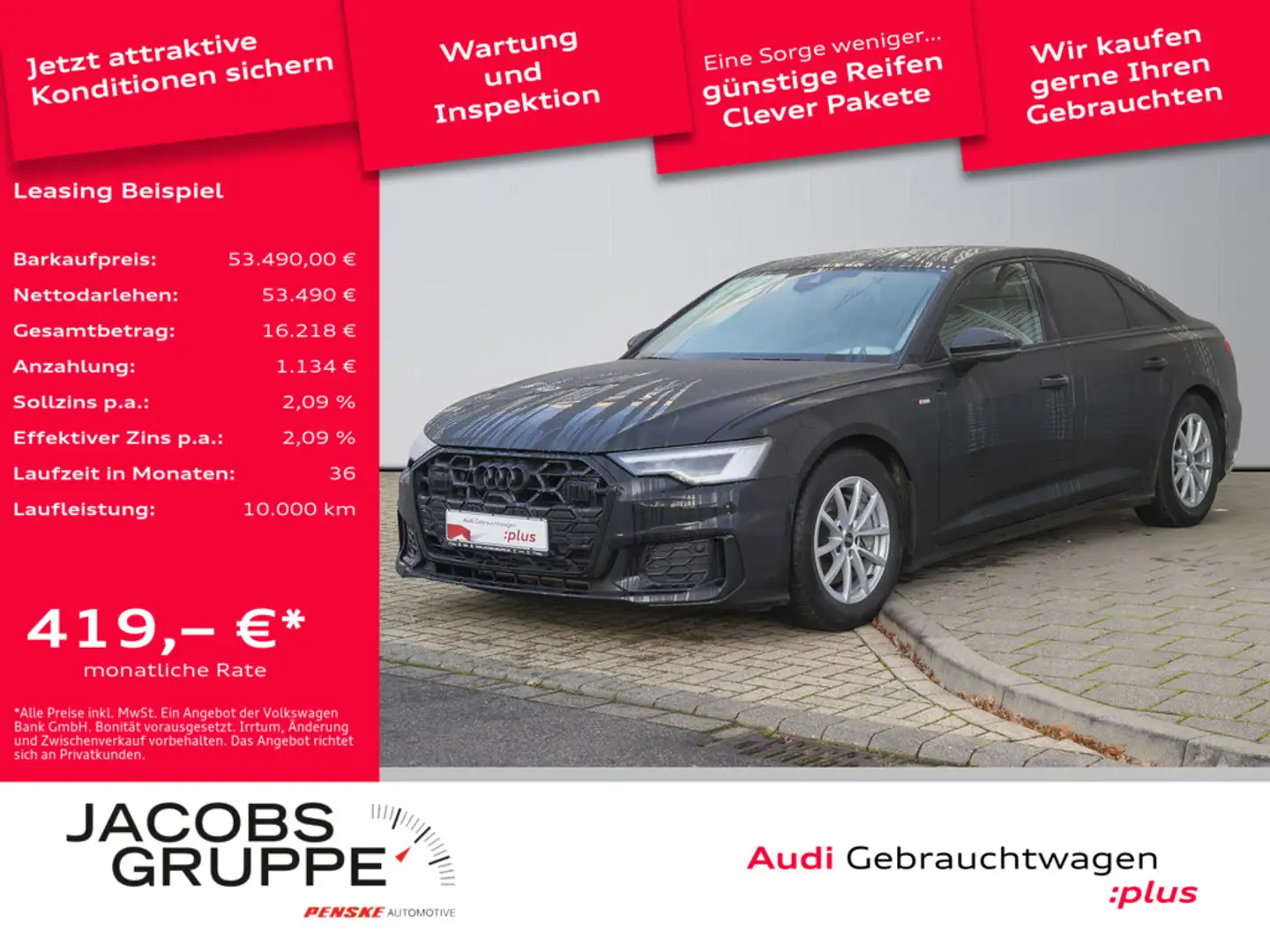 Audi A6 Limousine 45 TFSI S line S tronic ACC*Matrix*AHK*RFK Schwarz - 1