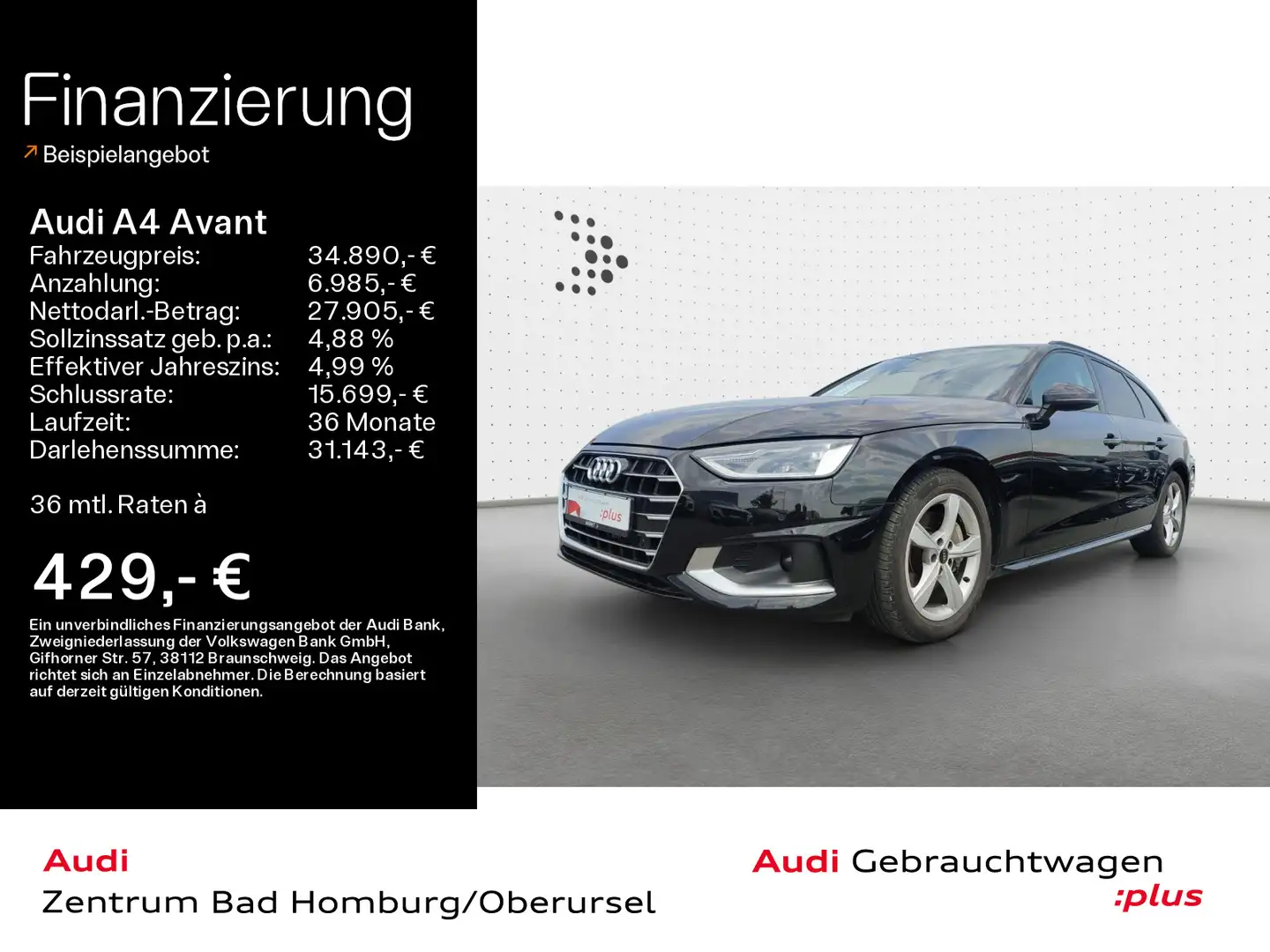 Audi A4 Advanced 40 TDI*Standheizung*Leder*Einp Schwarz - 1