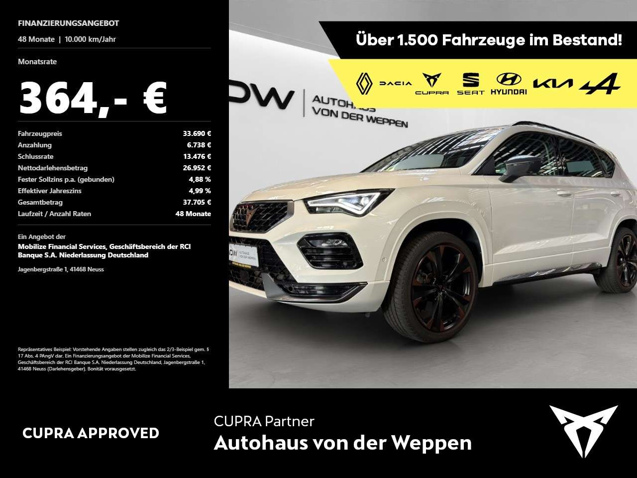Cupra Ateca — Cupra Ateca 4Drive 2.0 TSI AHK, el . Sitz, Travel Ass. Klima