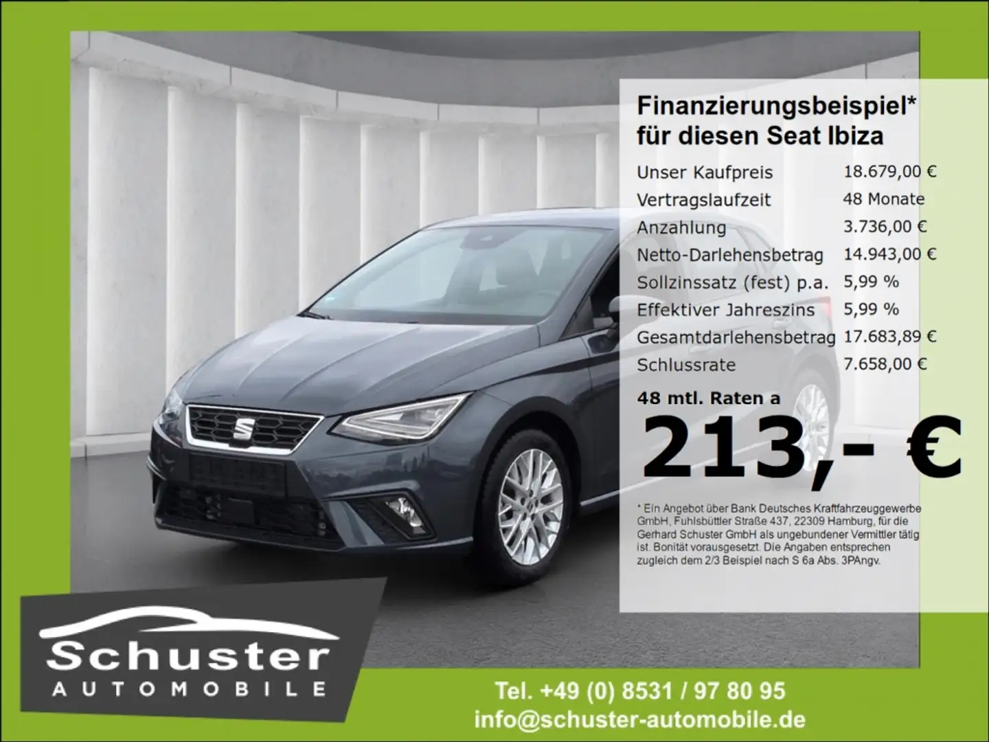 SEAT Ibiza FR 1.0TSI*Voll-LED Navi R-Kam Temp digCock Grau - 1