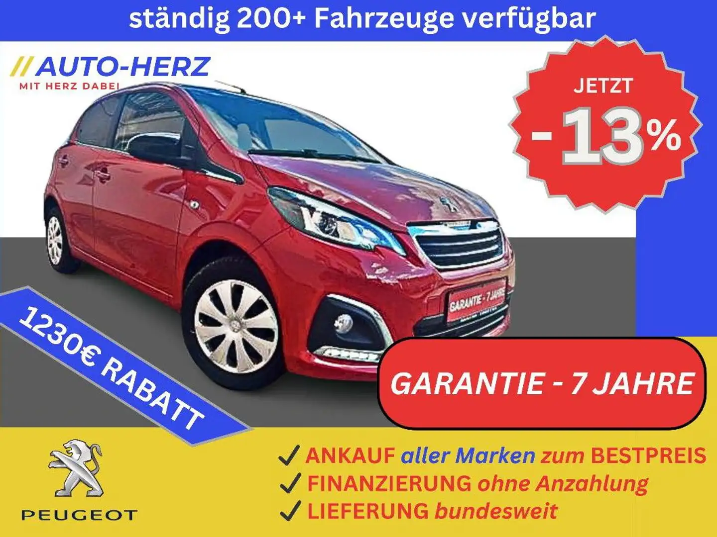 Peugeot 108 Allure 5-Trg+Klima+PDC+Sitzheiz+Navi+Tempom Rot - 1