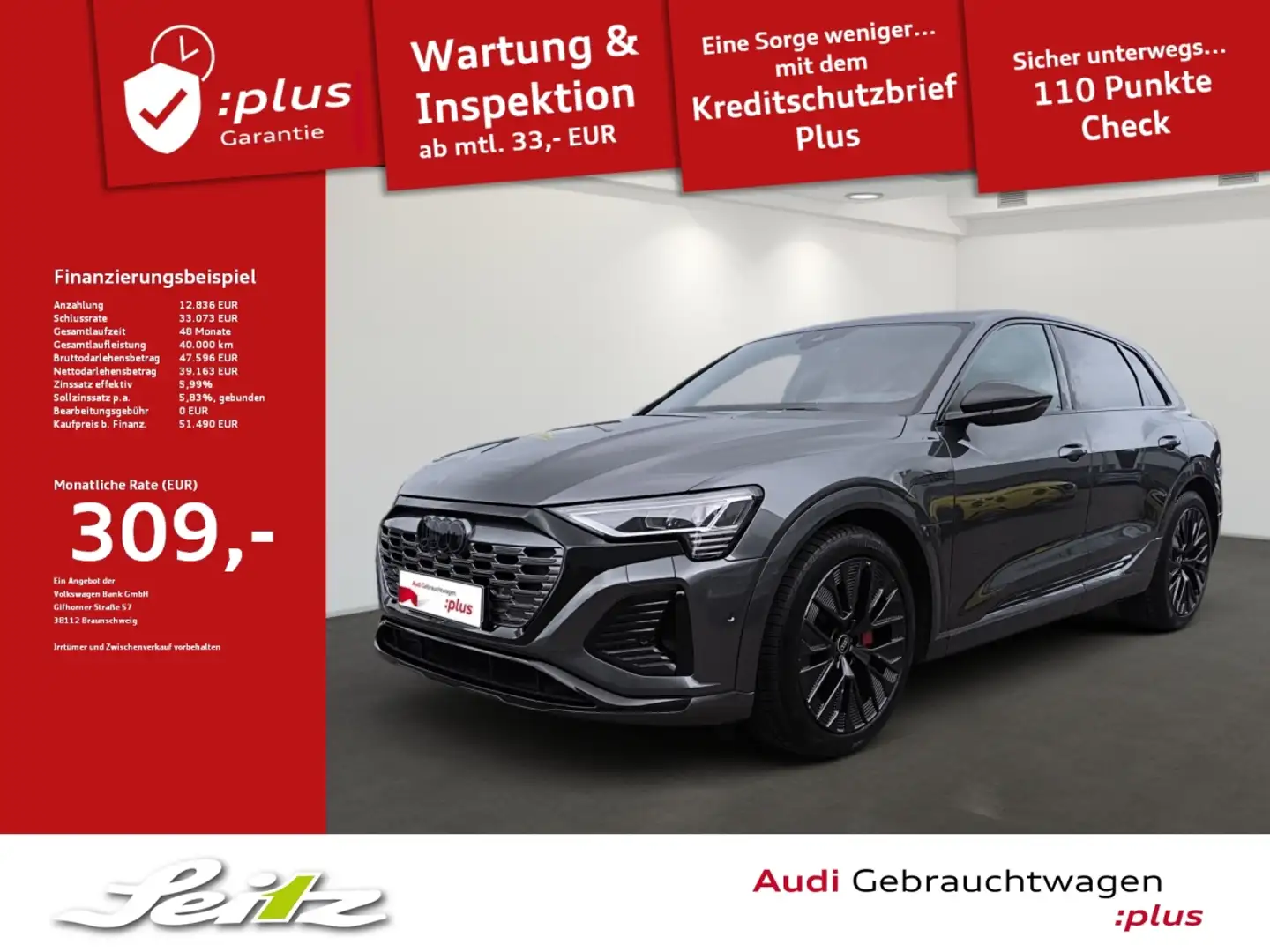 Audi Q8 e-tron 50 quattro S line *AHK*B&O*LED*KAMERA* Grijs - 1