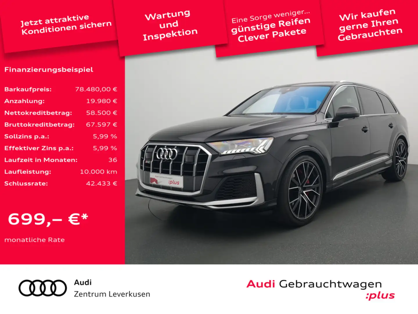 Audi SQ7 7-SITZER AHK LEDER PANO LASER 360° STANDH Schwarz - 1