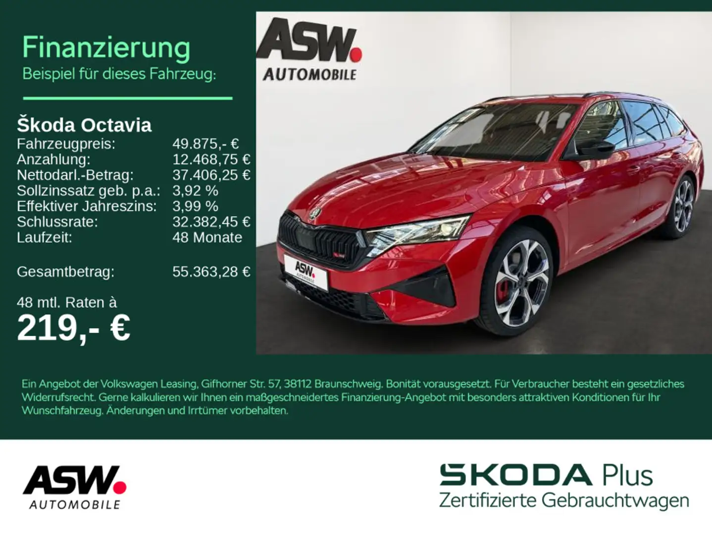 Skoda Octavia Combi RS 2,0 TSI 265PS DSG 360° ACC AHK Rot - 1