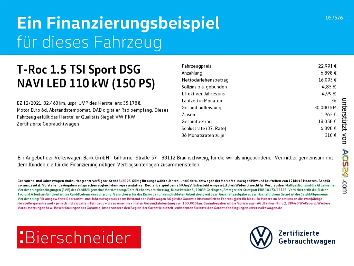 Volkswagen T-Roc 1.5 TSI Sport DSG NAVI LED ACC LANE Blanc - 1