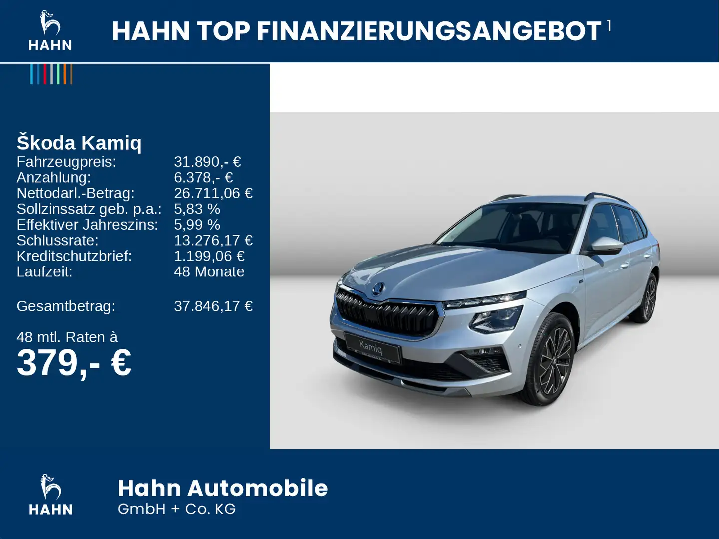 Skoda Kamiq Tour 1,5 TSI DSG LED Klimaaut PDC SHZ GRA Silber - 2