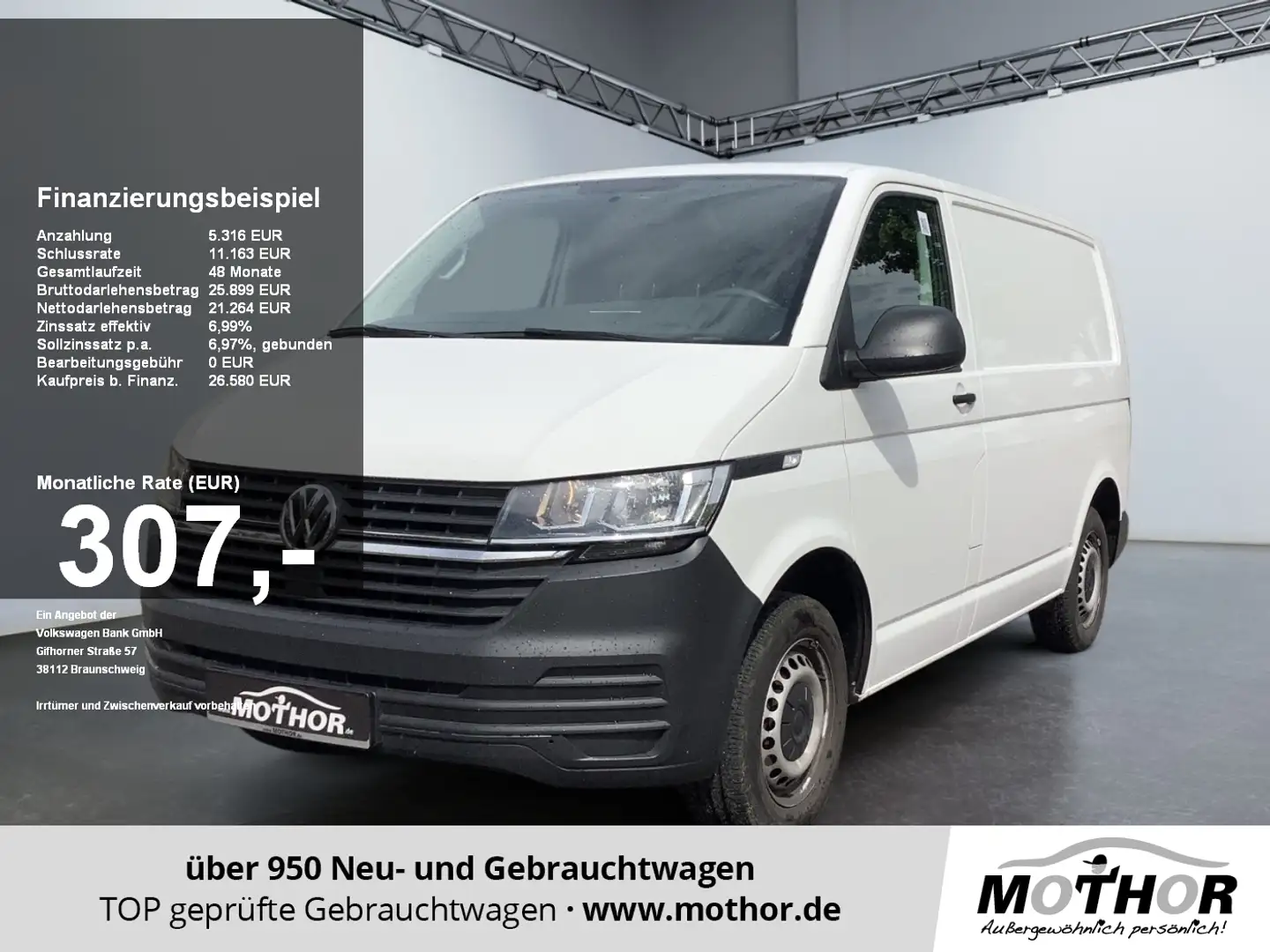 Volkswagen T6.1 Transporter Kasten 2.0 TDI DSG Klima PDC Weiß - 1