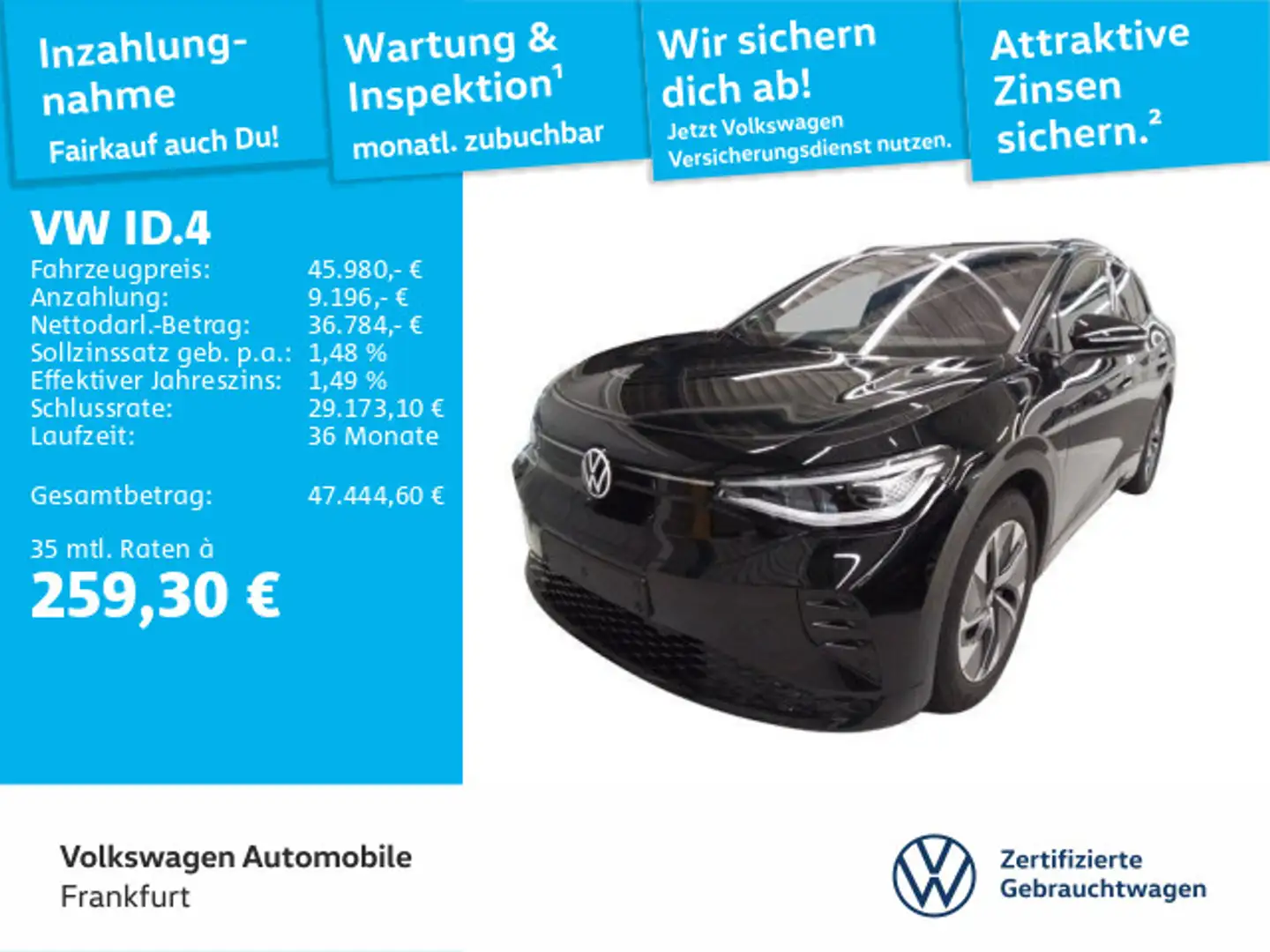 Volkswagen ID.4 GTX 4Motion PANO IQ.LIGHT AHK KAMERA DCC Schwarz - 1