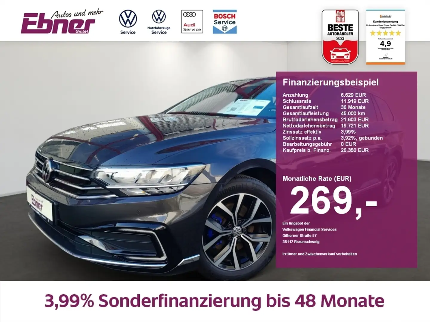 Volkswagen Passat Variant GTE PHEV DSG ERGO+LEDER+KEYLESS+KAMERA+LED+NAVI+AP Grau - 1