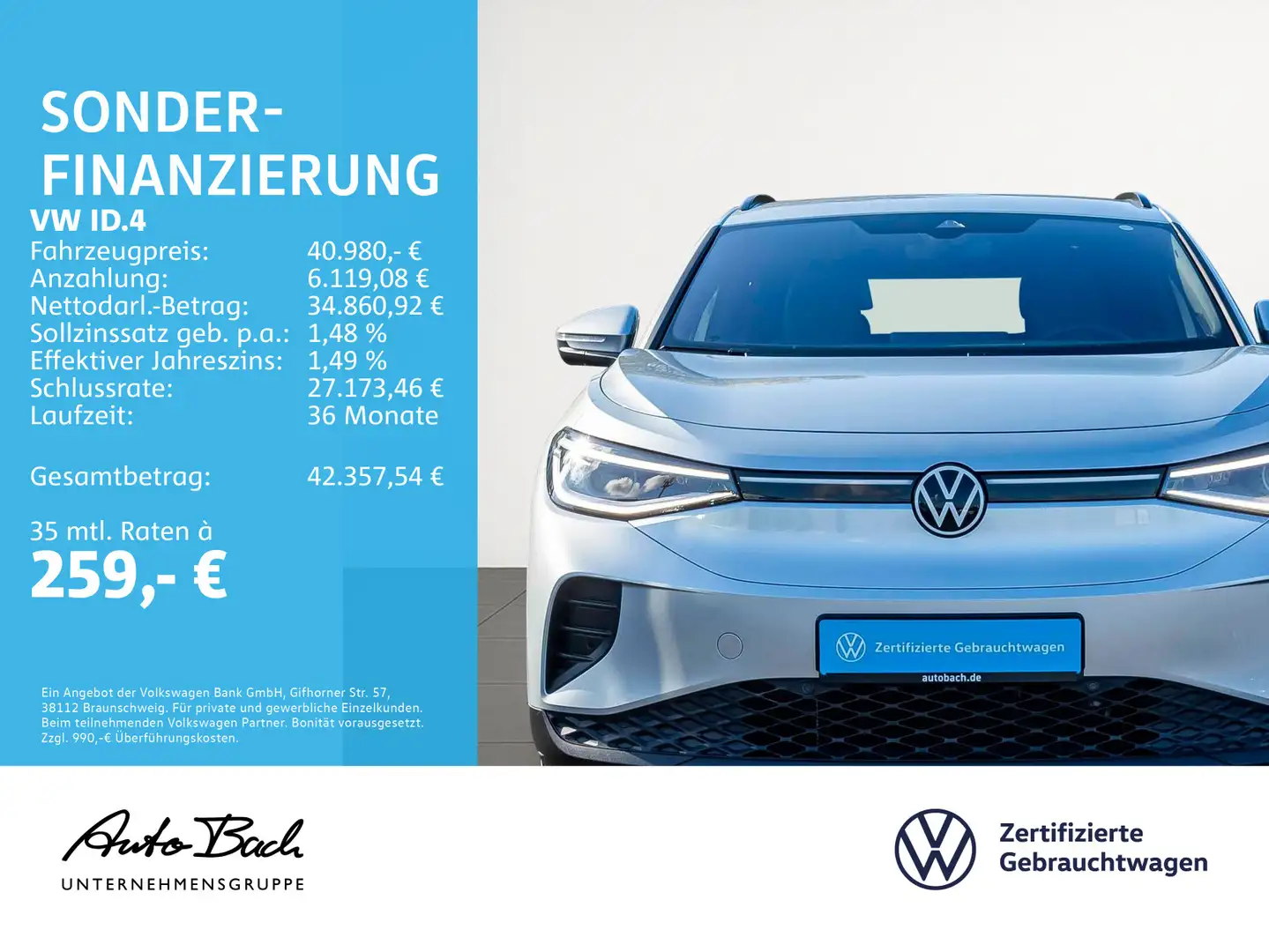Volkswagen ID.4 Pro Navi LED Standhzg Standklima ACC EPH DA Silber - 2