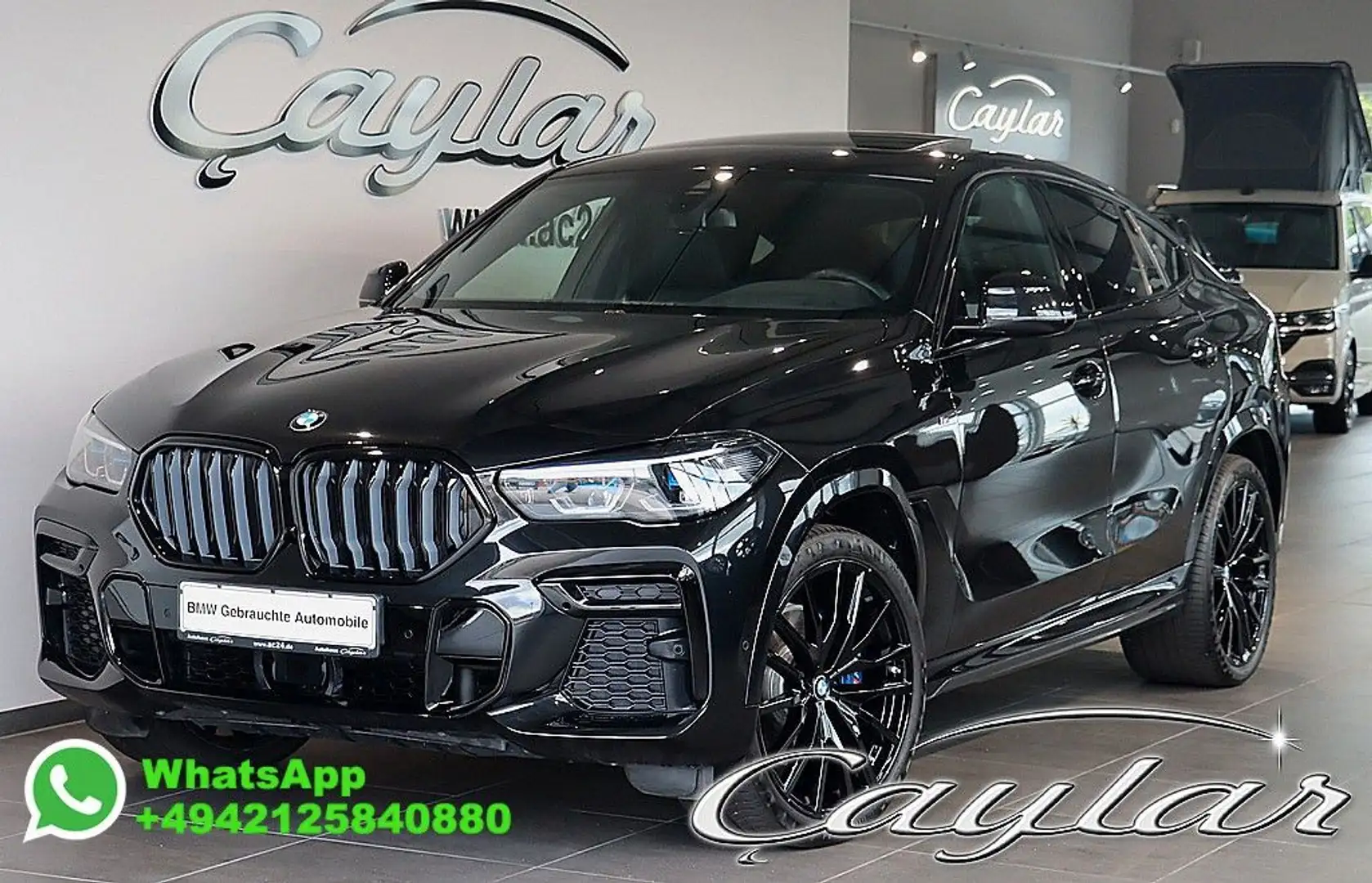 BMW X6 x30d M SPORT ACC LASER PANO HUD CARBON 22" Zwart - 1