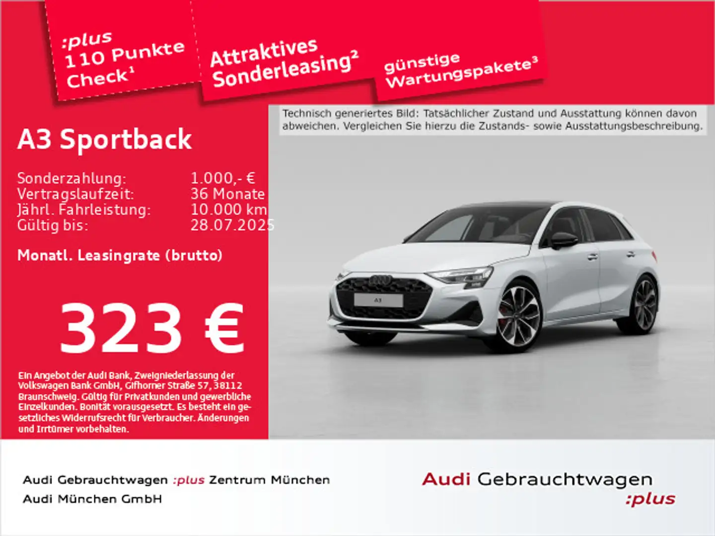 Audi A3 35 TDI S tronic advanced S line AHK Blanc - 1