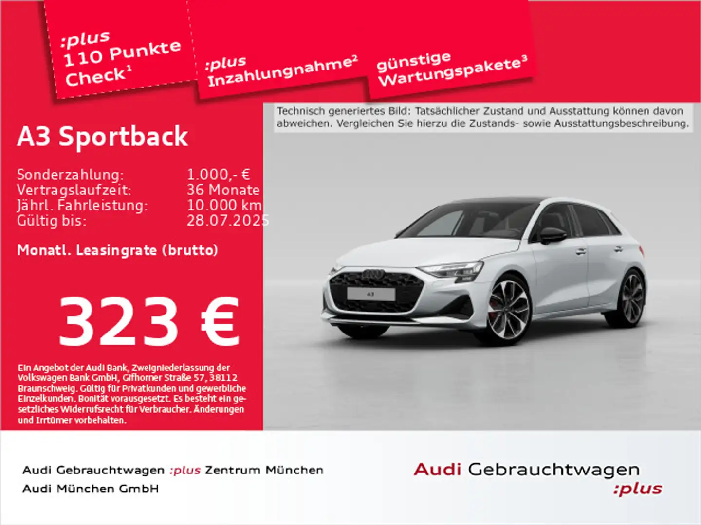 Audi A3 35 TDI S tronic advanced S line AHK Weiß - 1