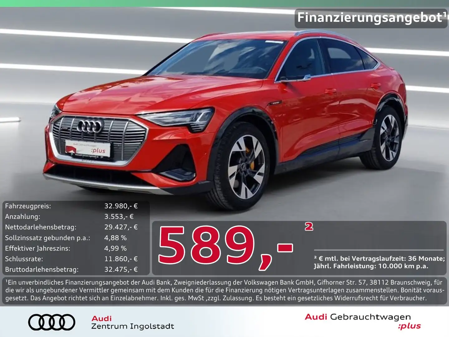 Audi e-tron Sportback 55 qu 2x S line MATRIX Pano AHK Rot - 1