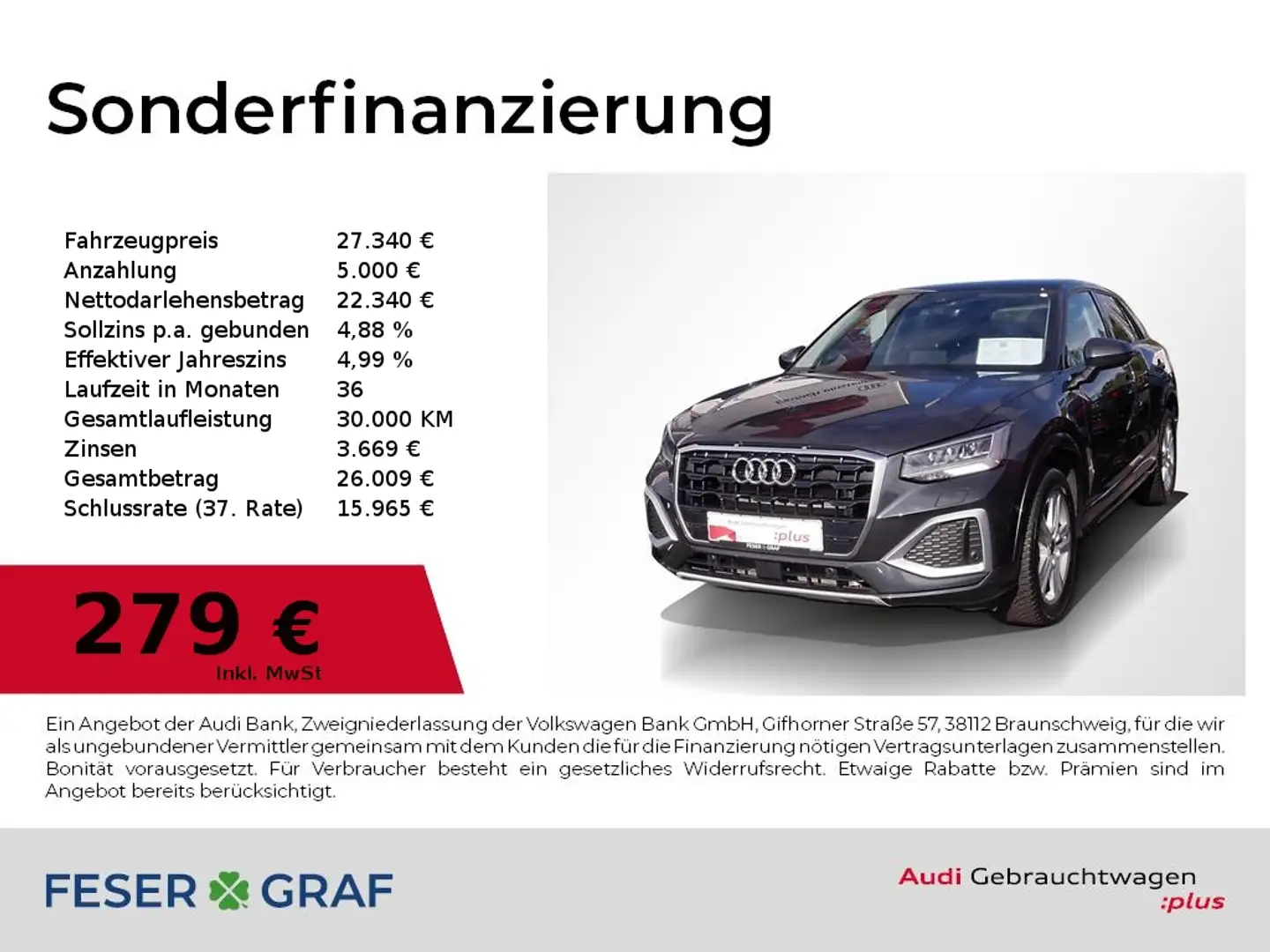 Audi Q2 advanced 35TFSI S tronic Pano,Kamera,Tempomat Grau - 1