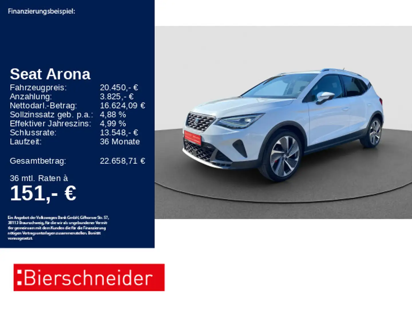 SEAT Arona 1.0 TSI FR-Line 18 AHK LED CAM ACC Weiß - 1