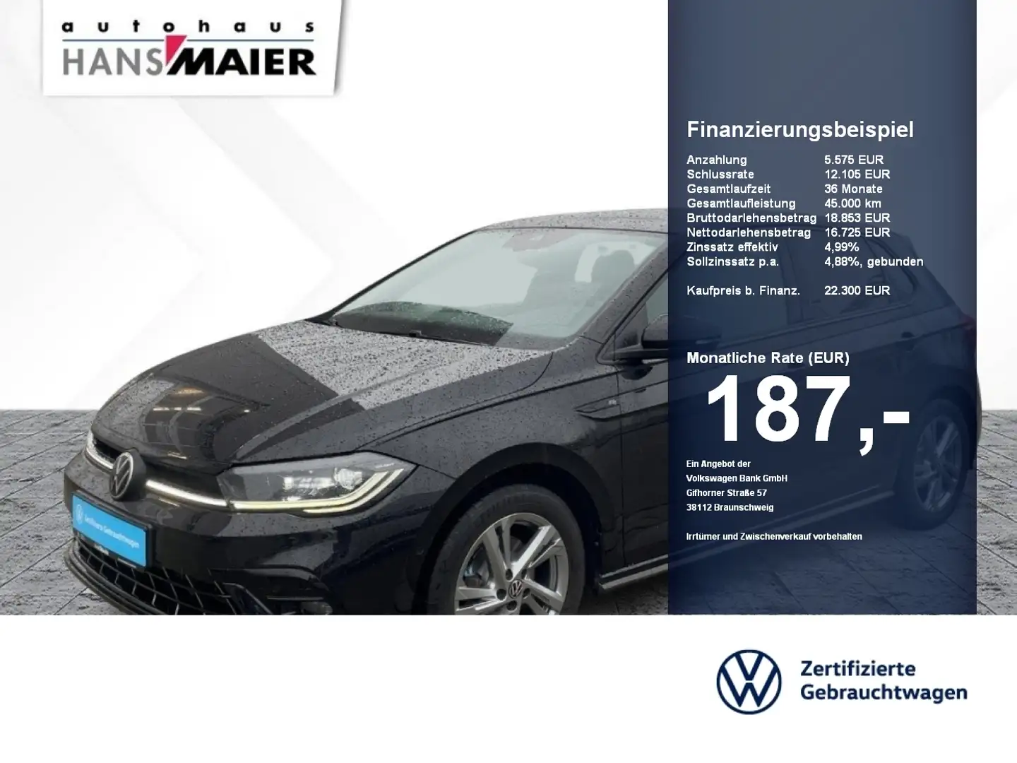 Volkswagen Polo R-Line DSG Navi Pano IQDrive Kam 8fach Schwarz - 1