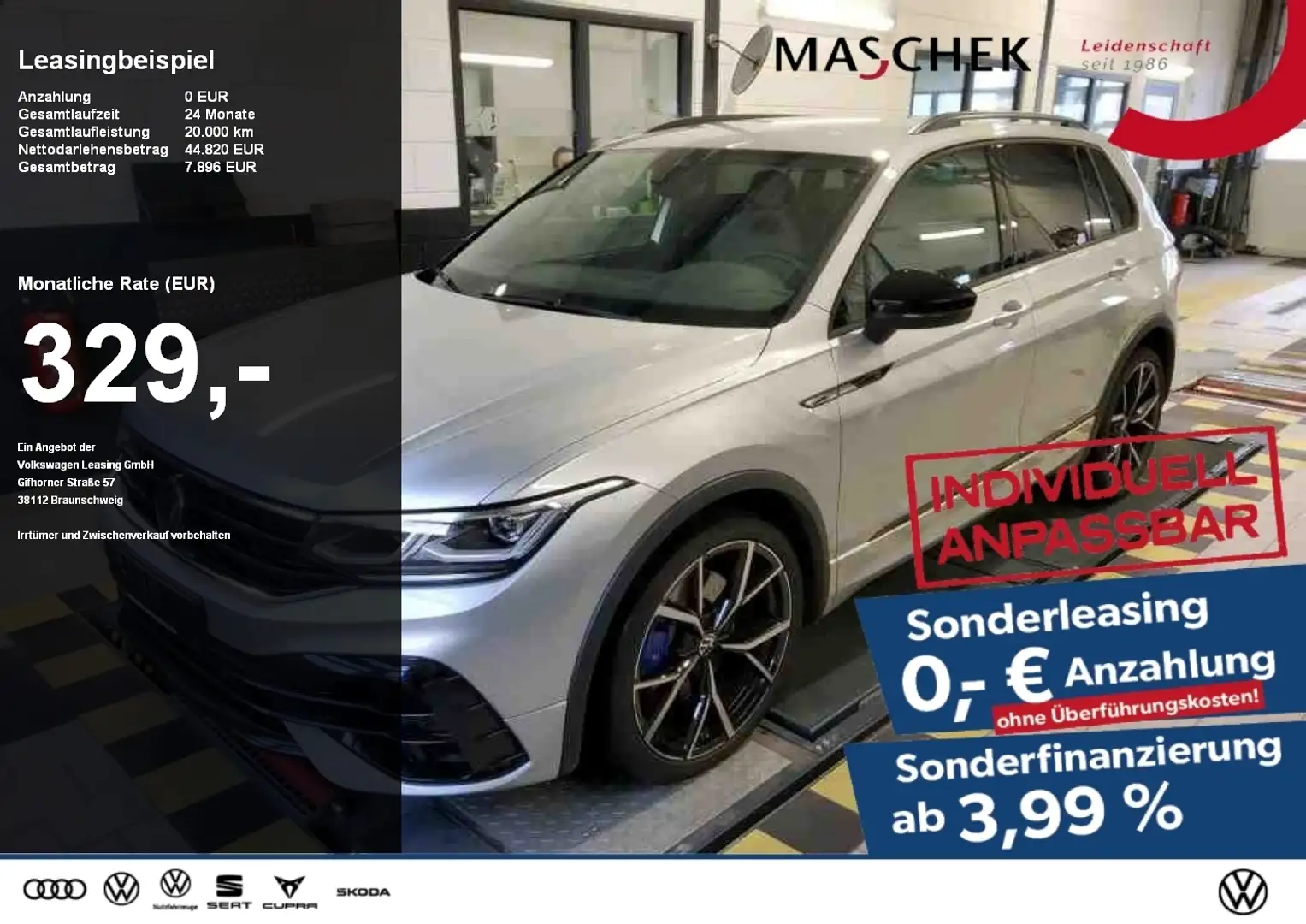 Volkswagen Tiguan R *Sonderleasing* *AKRAPOVIC* Black LM21 H&K Silber - 1