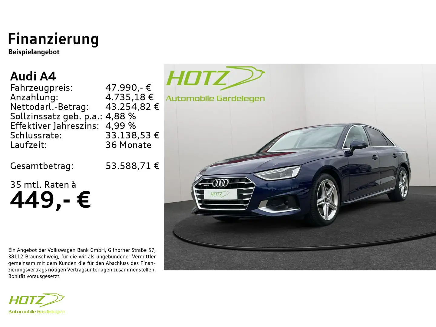 Audi A4 50 TDI quattro tiptronic advanced LED/Stand/A Blau - 2