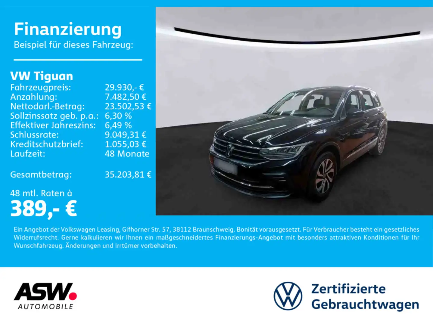 Volkswagen Tiguan Active 2.0TDI DSG LED Navi RFK Stdhzg AHK Schwarz - 1