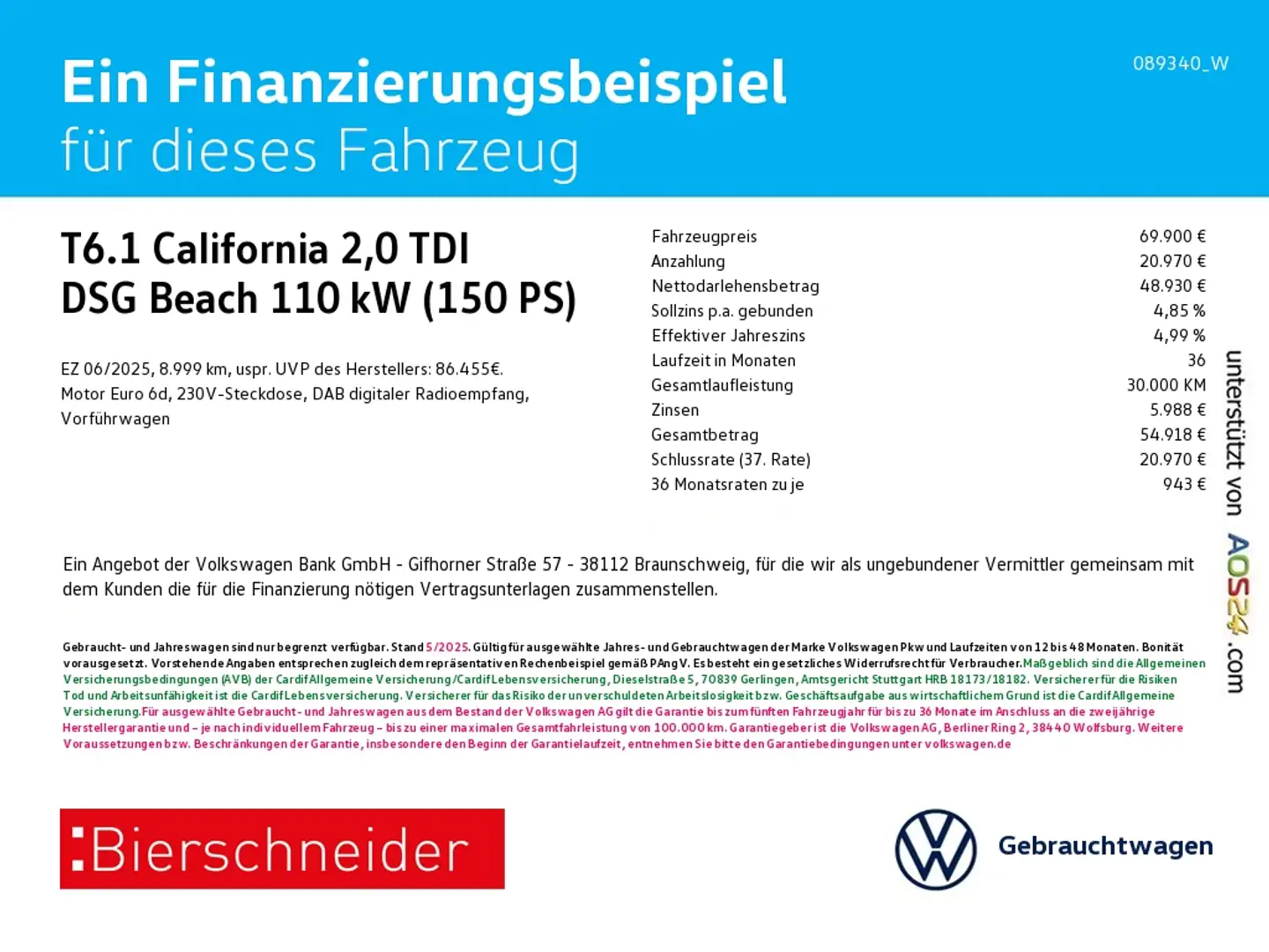 Volkswagen T6.1 California 6.1 2,0 TDI DSG Beach Camper Edition Grau - 2