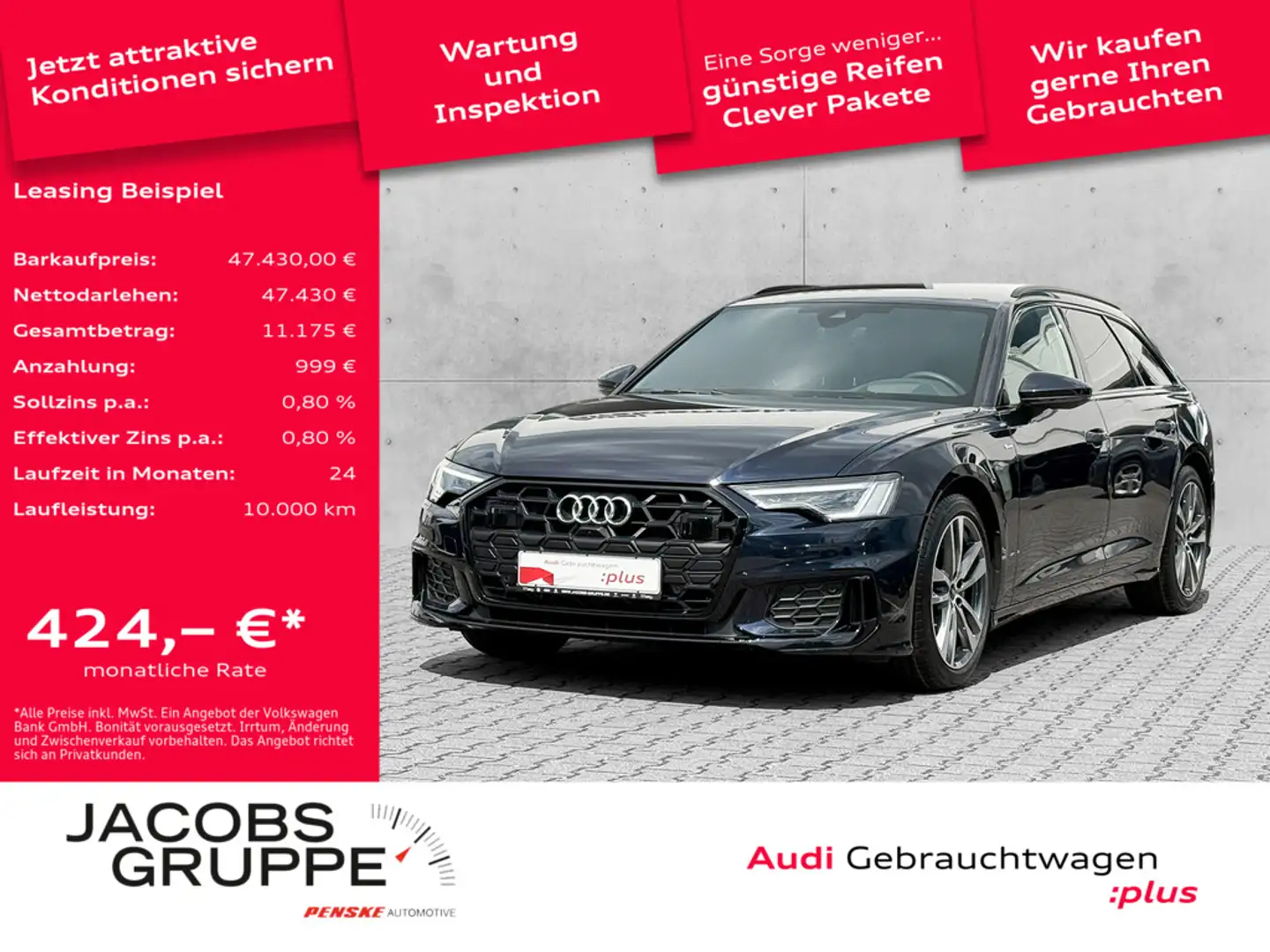 Audi A6 Avant 40 TDI S line LED/NAVI/ACC/Optik Black Blau - 1
