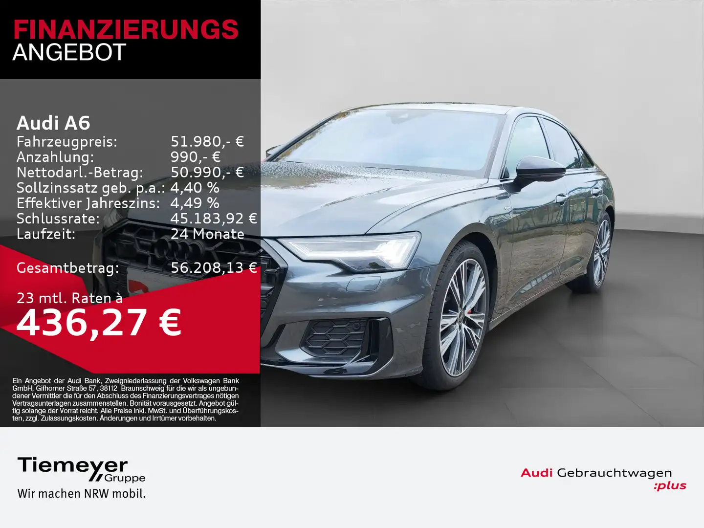 Audi A6 55 TFSI e Q 2x S LINE UPE100 LM20 PANO BuO MA Grau - 1