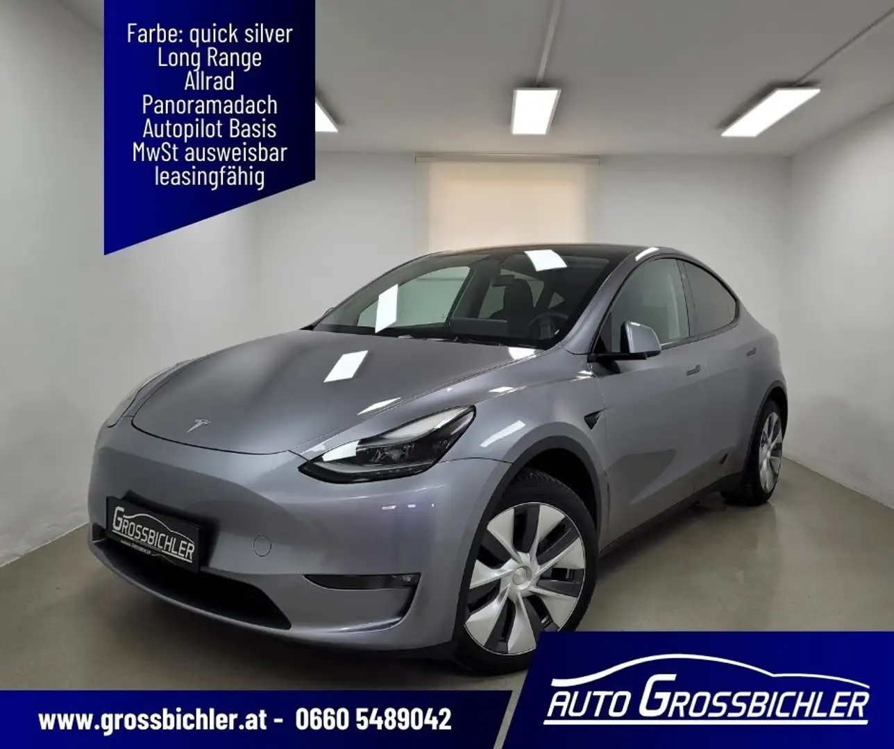 Tesla Model Y Long RangeAWD79kWh netto € 31.208,Allrad,leasin... Silber - 1