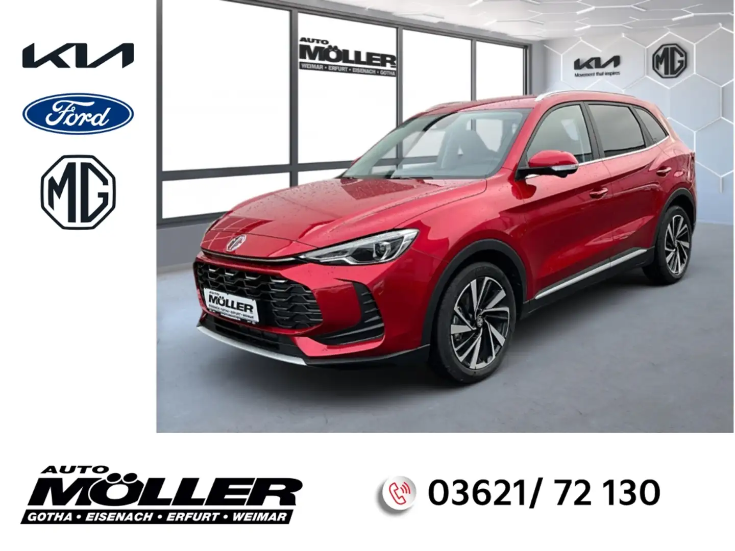 MG ZS Hybrid+ Luxury MY25 Leder Navi LED 360°ACC SHZ Rood - 1