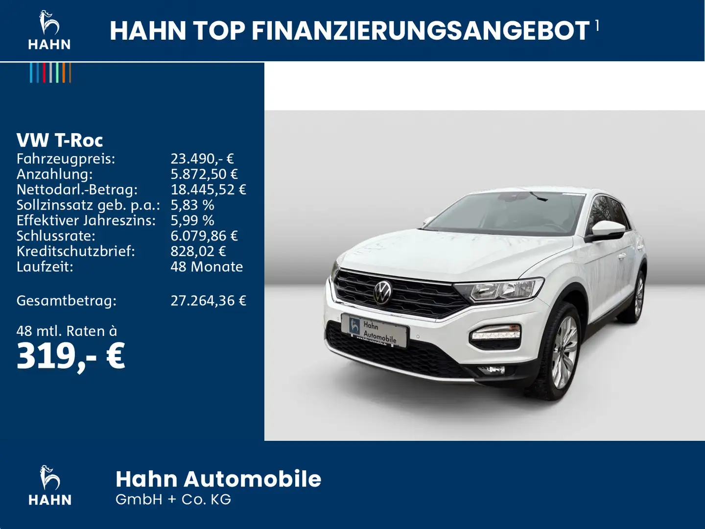 Volkswagen T-Roc 1.5TSI DSG Sport CAM NAV Climatronic Weiß - 2